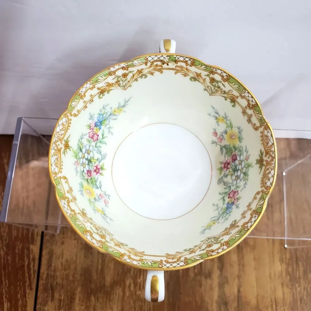 Vintage Noritake Veona Cream Soup Bowls Set of 3 Double Handle Porcelain Japan